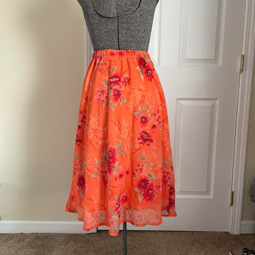 Orange Floral 90s Y2K Skirt
